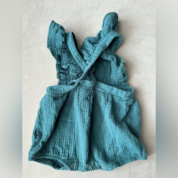 Boutique - Vignette Teal Romper (straps cross in back) - Picture 2 of 3